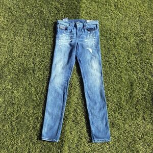 Diesel Men's Skinzee R48U7 Stretch Blue Distressed Skinny Jeans Size 30x32